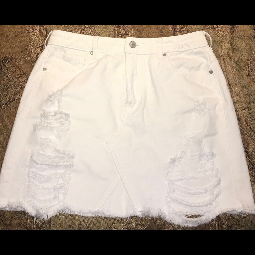 pacsun white distressed skirt